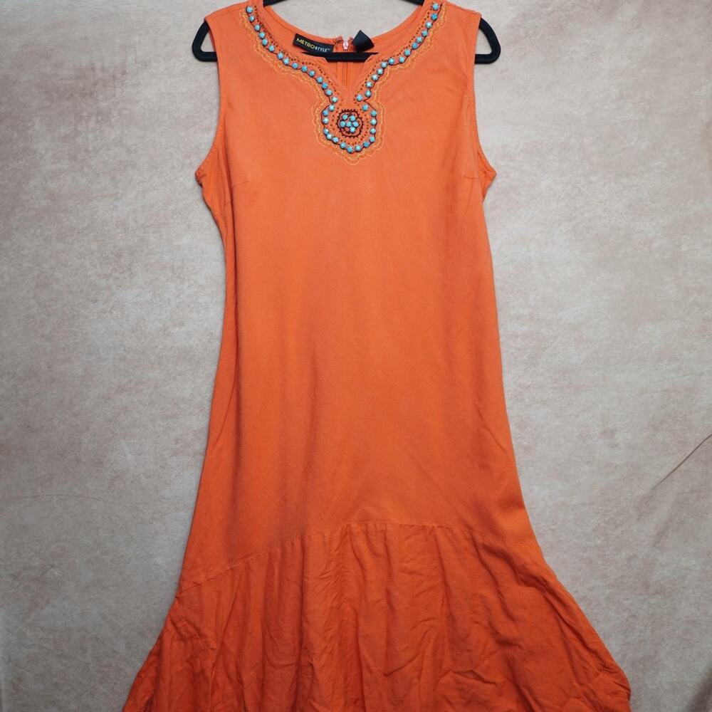 Metrostyle Embellished Linen Blend Dress 20T